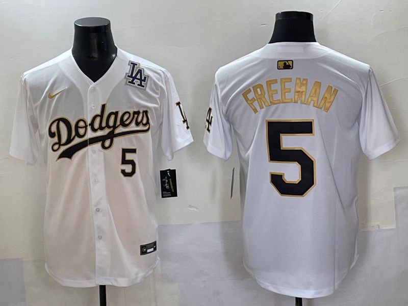 Men 2025 Los Angeles Dodgers #5 Freeman White Gold Nike MLB Jersey style 6279->los angeles dodgers->MLB Jersey